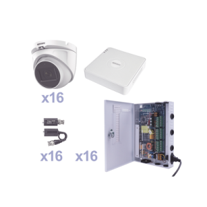 kit turbohd 1080p lite / dvr 16 canales / 16 cámaras eyeball exterior ( 2.8mm) / transceptores / conectores / fuente de poder profesional
