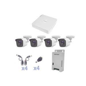 kit turbohd 1080 lite / dvr 4 canales / 4 cámaras bala (exterior 2.8 mm) / transceptores / conectores / fuente de poder profesional