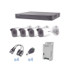 kit turbohd 1080p / dvr 4 canales / 4 cámaras bala metálicas (exterior 2.8 mm) / transceptores / conectores / fuente de poder profesional
