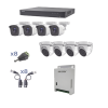 kit turbohd 1080p / dvr 8 canales / 4 cámaras bala (exterior 2.8 mm) / 4 cámaras eyeball (exterior 2.8 mm) / transceptores / conectores / fuente de poder profesional hasta 15 vcc para largas distancias
