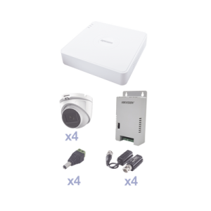 kit turbohd con audio 1080p / dvr 4 canales / 4 cámaras domo (exterior 2.8 mm) / transceptores / conectores / fuente de poder / audio por coaxitron