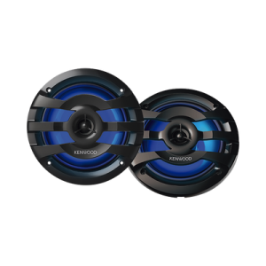 par de altavoces fabricados en grado marinos en rejilla color negro de 6.5" con iluminación led, potencia máxima de 260 w