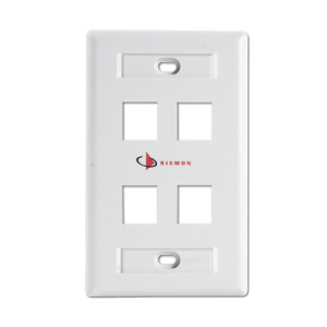 placa de pared keystone de 4 salidas, color blanco, para jacks keystone z max y max