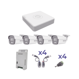 kit colorvu turbohd 1080p lite / dvr 4 canales / 4 cámaras bala (exterior 2.8 mm) / transceptores / conectores / fuente de poder profesional