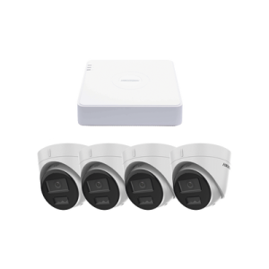 kit ip 1080p (2 megapixel) / nvr de 4 canales con 4 puertos poe / 4 cámaras ip turret con micrófono integrado / colorvu y acusense lite