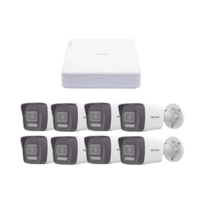 kit ip 1080p (2 megapixel) / nvr de 8 canales con 8 puertos poe / 8 cámaras ip bala colorvu lite y acusense lite / micrófono integrado