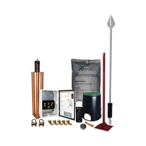 kit pararrayo con punta en aluminio con accesorios para protección de diámetro de 160 m.