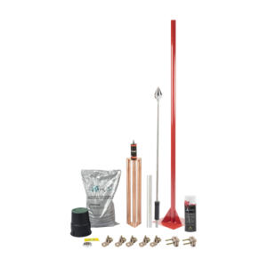 kit pararrayo con punta en aluminio con accesorios para protección de diámetro de 160 m.