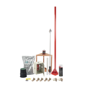 kit pararrayo con accesorios para protección de diámetro de 200m.