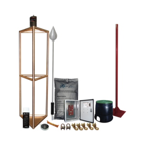 kit pararrayo con accesorios para protección de diámetro de 300m.