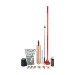 kit pararrayo con accesorios para protección de diámetro de 80 m.