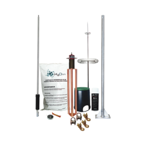 kit de pararrayo dipolo con electrodo y accesorios de instalación para techo.