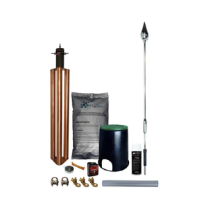 kit pararrayo con punta piezoeléctrica de aluminio, contador de descargas y accesorios de instalación