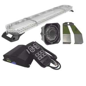kit de sirena, bocina y torreta de 48", con 96 leds, ambar, ideal para equipar unidades de seguridad privada, minería e industria