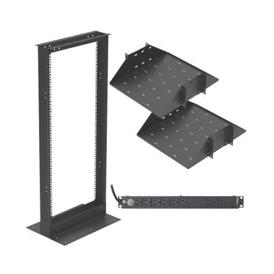 kit de rack estándar 19", 24 ur con 2 charolas y pdu (8 tomas). ideal para ups y servidores tipo torre. kit de rack estándar 19", 24 ur con 2 charolas y pdu (8 tomas). ideal para ups y servidores tipo torre.