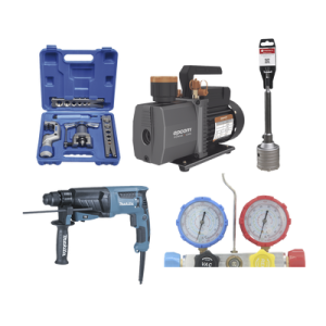 kit profesional / mini split / bomba de vacío 2rs 2r r32 / manómetro hbsbz6 / kit abocardado ct809 / rotomartillo hr2630j / broca pstc02003