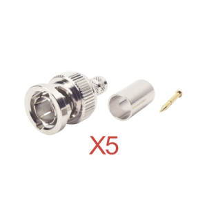 kit de 5 conectores bnc macho rfb 1707 d de anillo plegable / rg 59, 75 ohm.