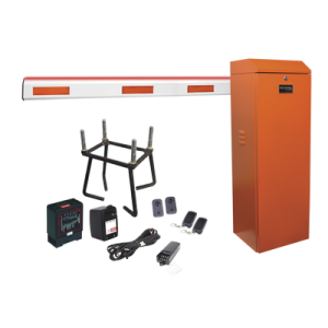 kit completo barrera izquierda xb naranjada / 3m / iluminacion led rojo verde / incluye sensor de masa, transformador, lazo, ancla, fotoceldas y 2 controles inalámbricos