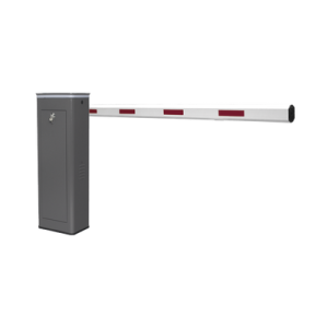 kit de barrera vehicular derecha y brazo de 3 metros / finales de carrera ajustables por programación / movimiento fluido / diseño elegante color gris / con corona led semaforizada