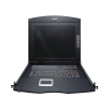 switch kvm con monitor de 17"con teclado y trackpad para rack de 1u de cuatro postes, 8 puertos vga para acceder y controlar hasta 8 computadoras desde una sola consola