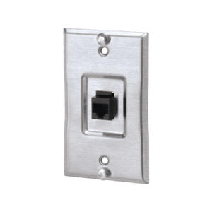 placa de pared telefónica, salida de 1 puerto keystone, con jack cat5e estilo tp, de acero inoxidable