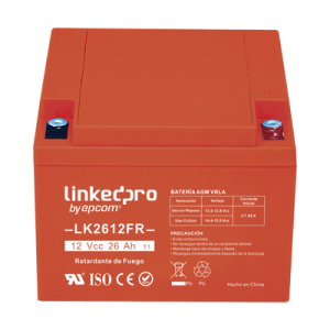 batería 12 v / 26 ah / ul / tecnología agm vrla / vida útil promedio de 5 años / retardante a la flama / para uso en equipo electrónico, alarmas de intrusión / incendio/ control de acceso / video vigilancia / term