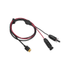 cable 2.5 m, negro, calibre 12 awg con terminales mc4 macho y hebra para terminal xt60