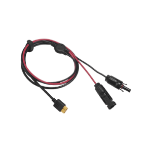 cable 2.5 m, negro, calibre 12 awg con terminales mc4 macho y hebra para terminal xt60