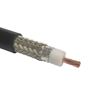 cable coaxial 50 ohm, tipo rg 8 ultra flexible, cobre trenzado de núcleo, cinta de aluminio y malla de cobre estañado para el blindaje, velocidad de propagación de 83%, polietileno.