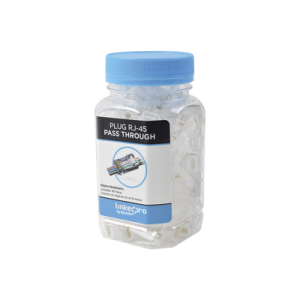 bote con 100 plugs pass through rj45 cat6 sin blindaje, chapado de oro a 50 micras para durabilidad extrema