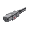 cable de alimentación eléctrica con bloqueo de seguridad, de iec c14 a iec c13, 1.2 metros de largo, color negro, paquete de 10 piezas
