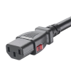 cable de alimentación eléctrica con bloqueo de seguridad, de iec c14 a iec c13, 1.8 metros de largo, color negro, paquete de 10 piezas