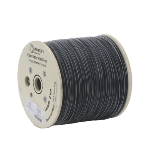 carrete de 2 km de fibra Óptica drop plana, interior/exterior g.657a2 monomodo de 1 hilo (unifibra), dieléctrica, forro negro, compatible con conectores fasc, fascup, fasclc