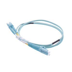 jumper de fibra Óptica multimodo om4 50/125 lc lc ofnr (riser), 2.0 mm, dúplex, aqua, 1 metro