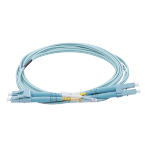 jumper de fibra Óptica multimodo om4 50/125 lc lc ofnr (riser), 2.0 mm, dúplex, aqua, 2 metros
