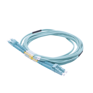 jumper de fibra Óptica multimodo om4 50/125 lc lc ofnr (riser), 2.0 mm, dúplex, aqua, 3 metros