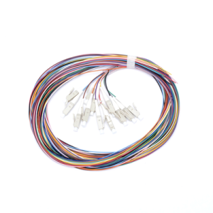 kit de 12 pigtails lc multimodo om3 50/125, conectores beige, 2 metros