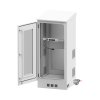 gabinete de piso para exterior con ventiladores y termostato con rack de 19" de 16 u + espacio para baterías, se envía el gabinete armado.