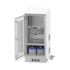 gabinete de piso para exterior con ventiladores y termostato con rack de 19" de 16 u + espacio para baterías, se envía el gabinete armado.