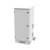 gabinete de piso para exterior con ventiladores y termostato con rack de 19" de 16 u + espacio para baterías, se envía el gabinete armado.