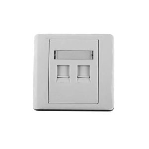 tapa de pared, salida para dos puertos, con espacio para etiqueta blanco