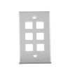 placa de pared de 6 puertos, keystone, color blanco