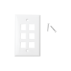 placa de pared de 6 puertos, keystone, color blanco
