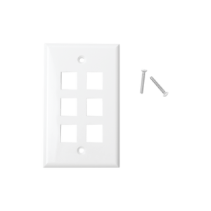 placa de pared de 6 puertos, keystone, color blanco