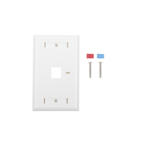 placa de pared de 1 puerto, keystone, con espacio para etiqueta, color blanco