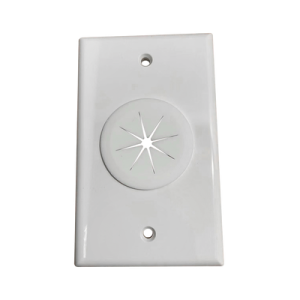 placa de pared, con orificio y grommet, ideal para pasar cables