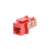 módulo jack keystone cat5e con terminación 110 (punchdown) para faceplate color rojo