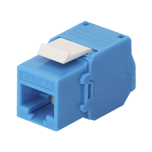 módulo jack keystone cat6a (toolless), con terminación en ángulo 180 º color azul, compatible con faceplate y patchpanel linkedpro