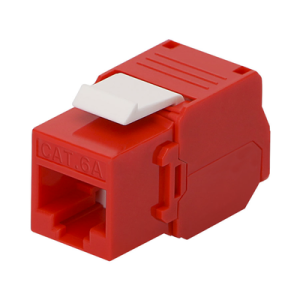 módulo jack keystone cat6a (toolless), con terminación en ángulo 180 º color rojo, compatible con faceplate y patchpanel linkedpro