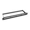 patch panel modular sin blindaje de 24 puertos, 1u, con barra para organizar cable